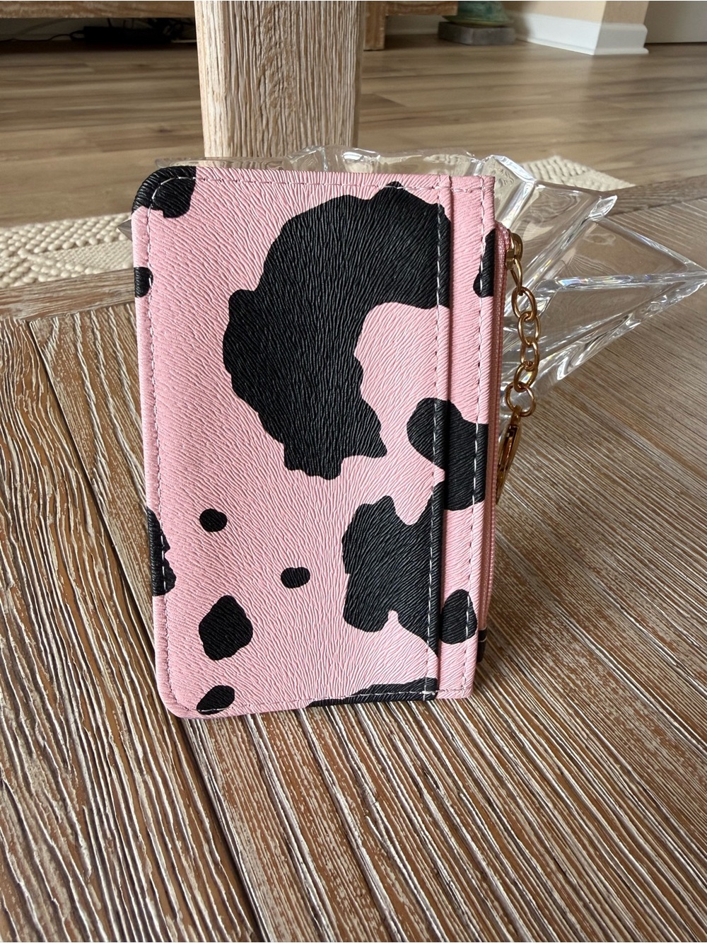 Pink and Black Cow Print Card Holder - Picture 2 of 4
